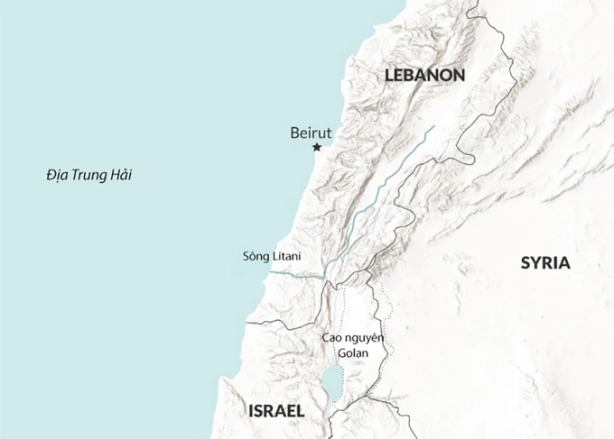 Vị trí Israel và Lebanon. Đồ họa: RANE