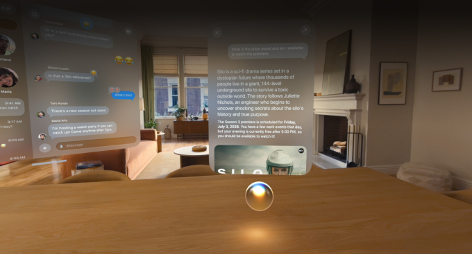 Giao diện không gian làm việc trên visionOS 27. Ảnh: Apple