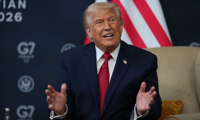 Tổng thống Mỹ Donald Trump trong cuộc gặp với Tổng thống Ai Cập Abdel Fattah al-Sisi bên lề hội nghị thượng đỉnh G7 tại Pháp ngày 17/6. Ảnh: AP