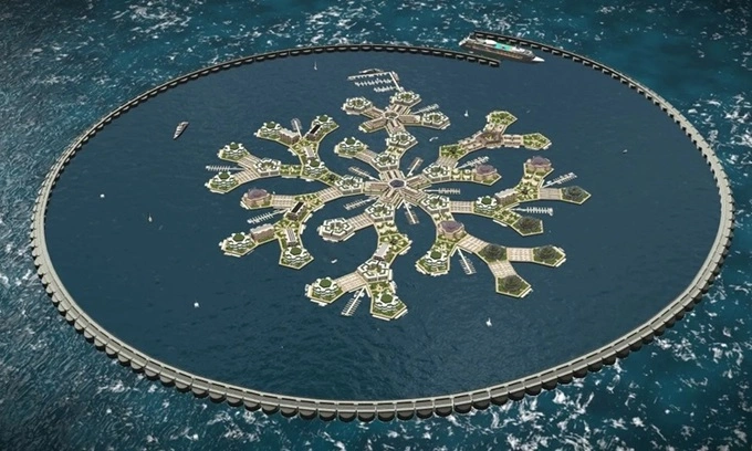 Một thiết kế thành phố nổi do Viện Seasteading đề xuất. Ảnh: Viện Seasteading
