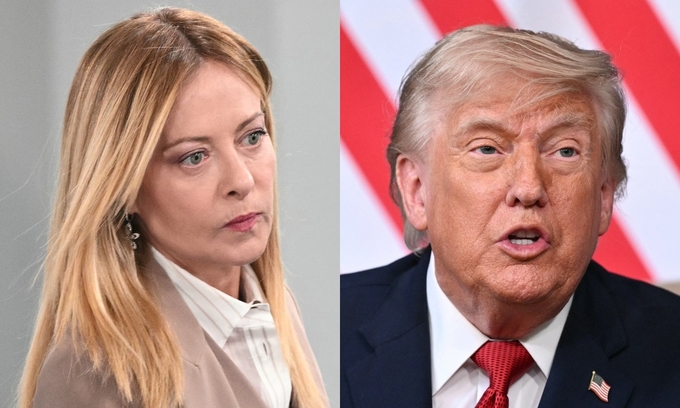 Tổng thống Mỹ Donald Trump (trái) trò chuyện với Thủ tướng Italy Giorgia Meloni tại hội nghị thượng đỉnh G7 ở Pháp ngày 17/6. Ảnh: AFP
