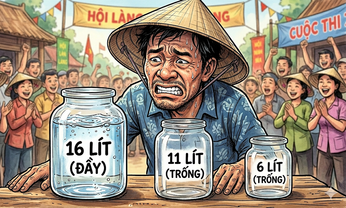 Làm sao đong đúng 8 lít từ bình 16 lít, 11 lít và 6 lít?
