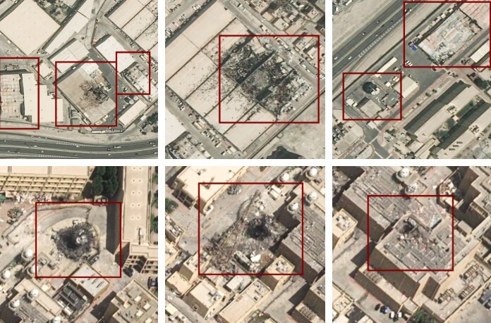 Những khu vực bị thiệt hại ở NSA Bahrain vì đòn tập kích của Iran trong xung đột. Ảnh: WSJ