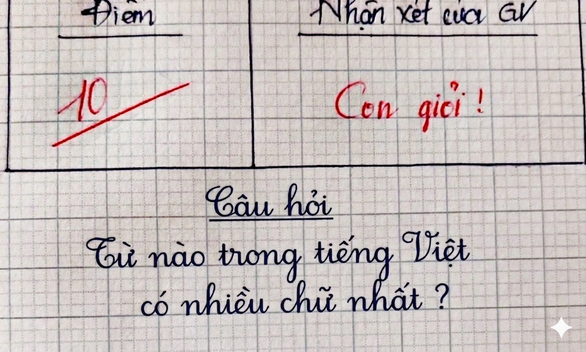 Từ nào trong tiếng Việt có nhiều chữ nhất?