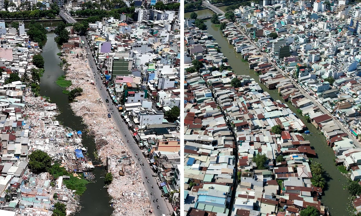 Rạch Xuyên Tâm sau giải tỏa nhìn từ trên cao