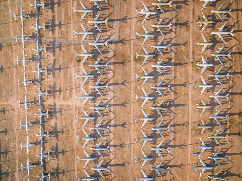 Davis-Monthan aircraft cemetery in the Arizona desert, USA, seen from above. Photo: Reuters