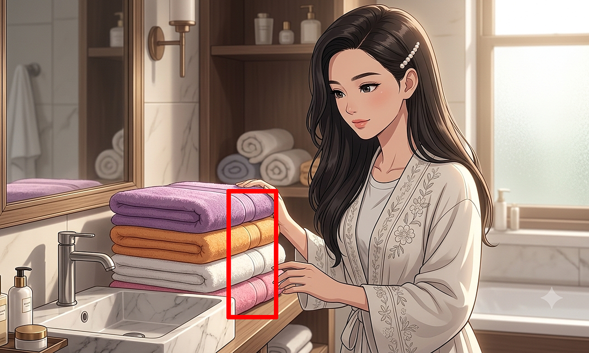Vì sao khăn tắm nào cũng có một đường kẻ?