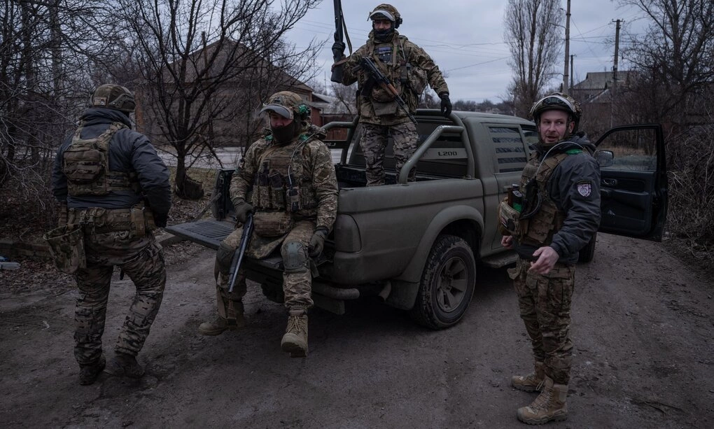 Binh sĩ Ukraine triển khai gần Konstantinovka hồi tháng 2. Ảnh: AFP