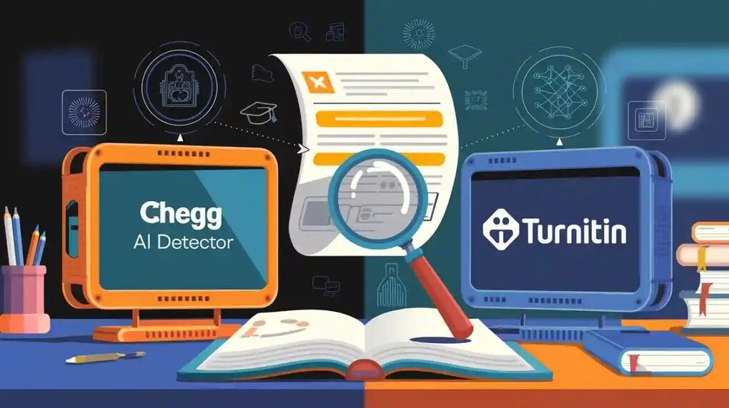 Illustration of Chegg AI Detector and Turnitin, two tools for detecting AI-generated text. Photo: Vertu