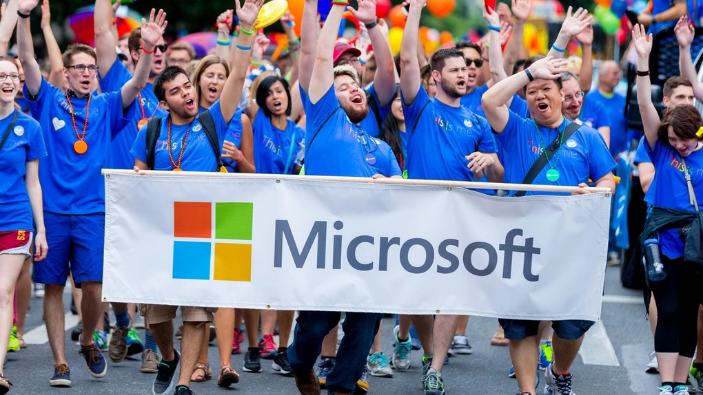 Microsoft employees at a running race in Seattle in 2015. Photo: Microsoft