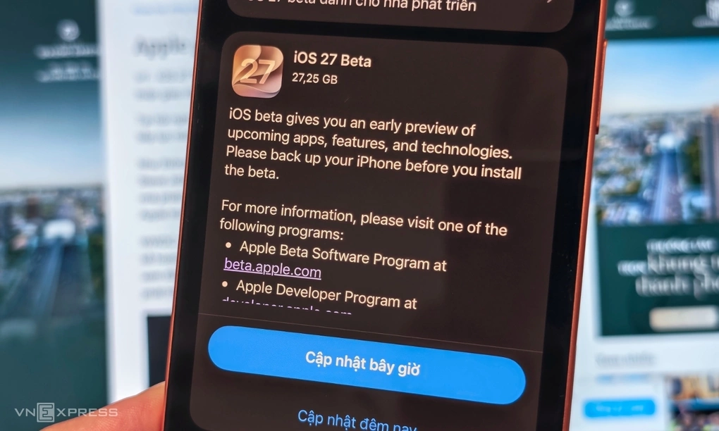 iOS 27 begins its first public trial download. Photo: Tuan Hung