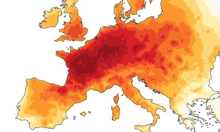 European surface temperature in June. Photo: C3S/ECMWF