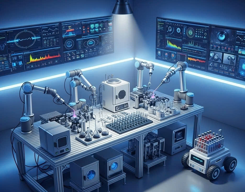 Mô phỏng phòng thí nghiệm tự động tổng hợp vật liệu nano. Ảnh: NVCC