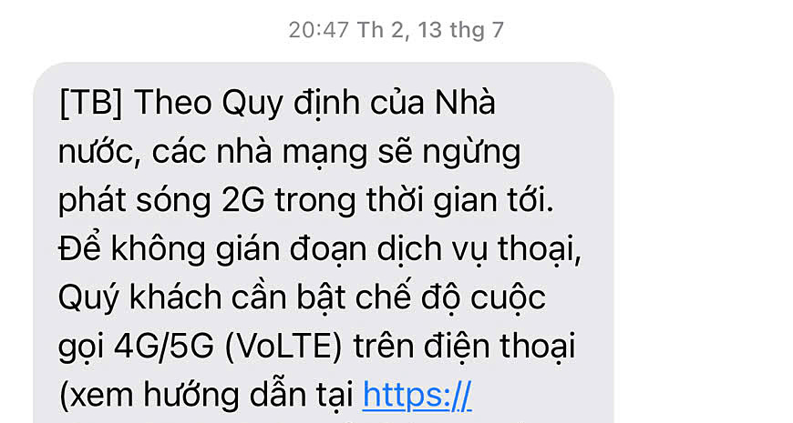 The message was sent to a user on July 13. Photo: Cam Thuy