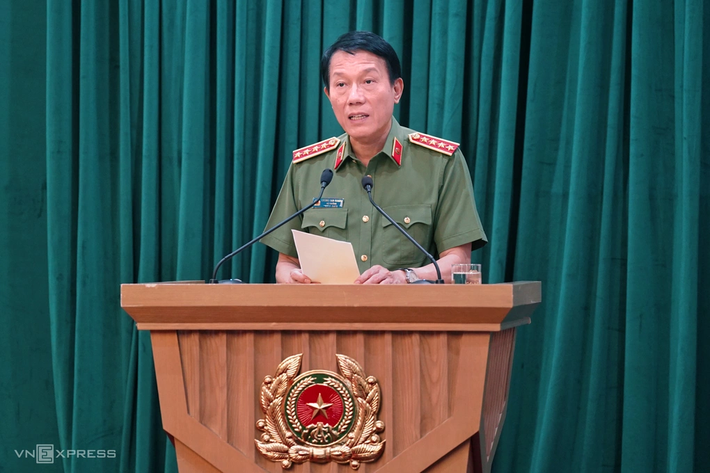 Bộ trưởng Công an Lương Tam Quang tại lễ ký kết hợp tác với Bộ Khoa học và Công nghệ, ngày 21/7. Ảnh: Lưu Quý