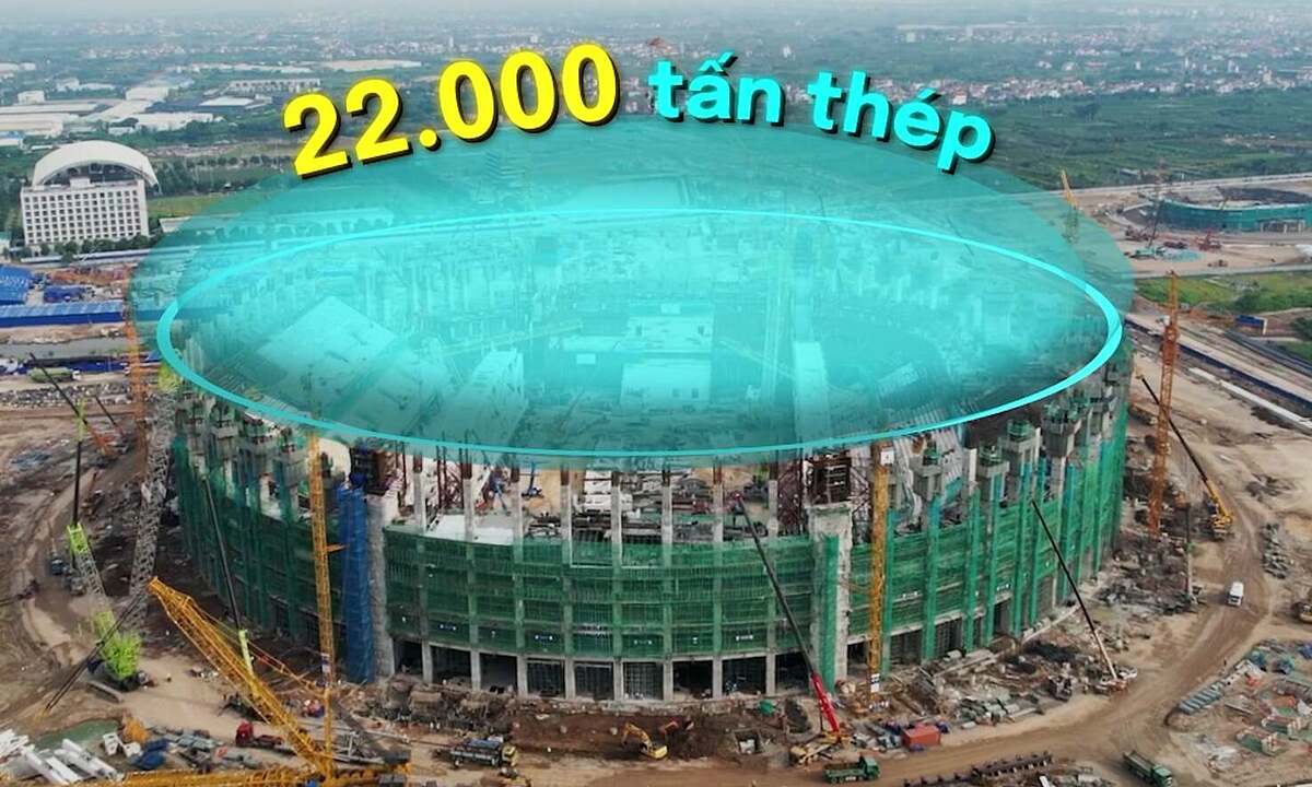 Cách nâng mái vòm thép 22.000 tấn lên đỉnh sân vận động 60.000 chỗ