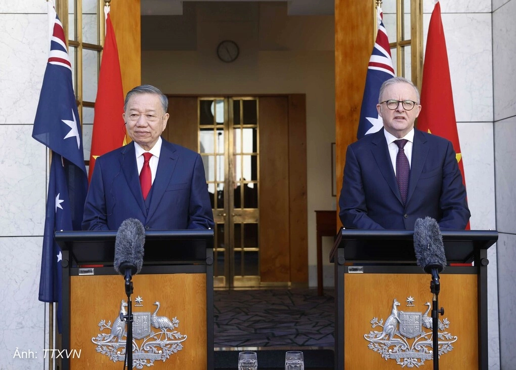 General Secretary and President To Lam and Australian Prime Minister Anthony Albanese met with the press after the official talks. Photo: TTXVN