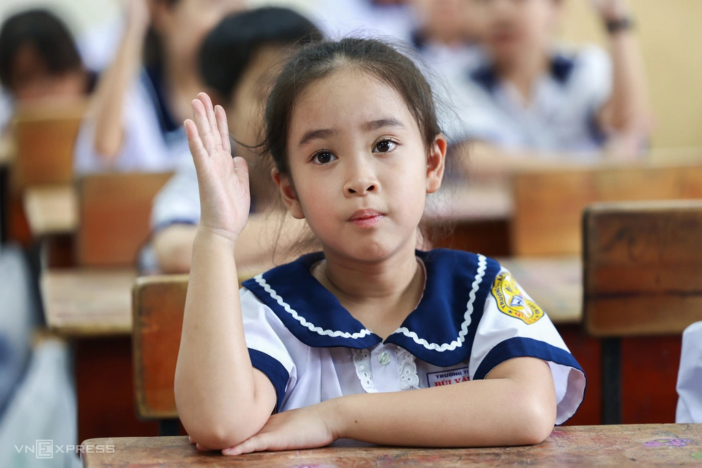 Học sinh trường tiểu học Bùi Văn Mới, phường Phước Long, tháng 9/2025. Ảnh: Quỳnh Trần