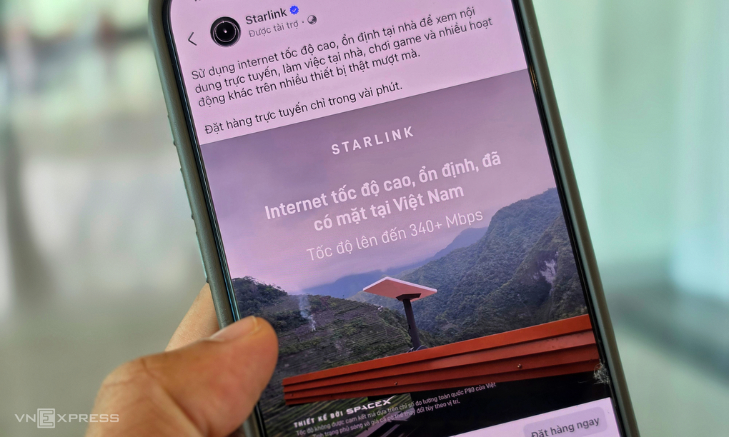 Fanpage Starlink quảng cáo dịch vụ tại Việt Nam, ngày 13/8/2026. Ảnh: Lưu Quý