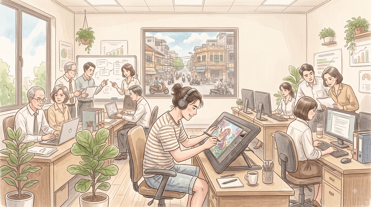 Cháu tôi mê vẽ tới mức chỉ cần ăn mì tôm là đủ