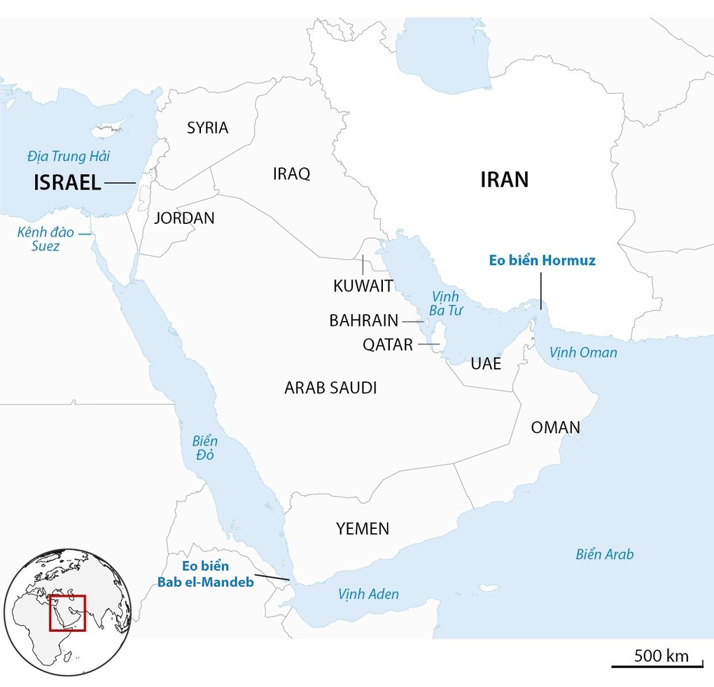 Iran và các nước trong khu vực. Đồ họa: Guardian