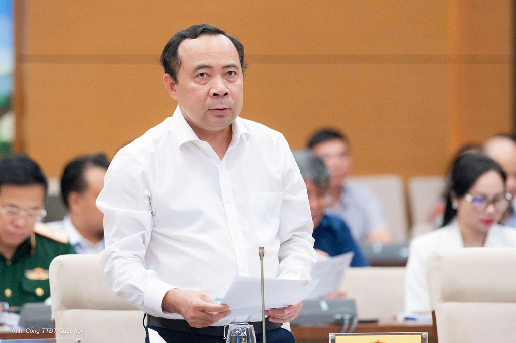 Bộ trưởng Khoa học và Công nghệ Vũ Hải Quân phát biểu tại phiên họp chiều 17/8. Ảnh: Cổng TTĐT Quốc hội