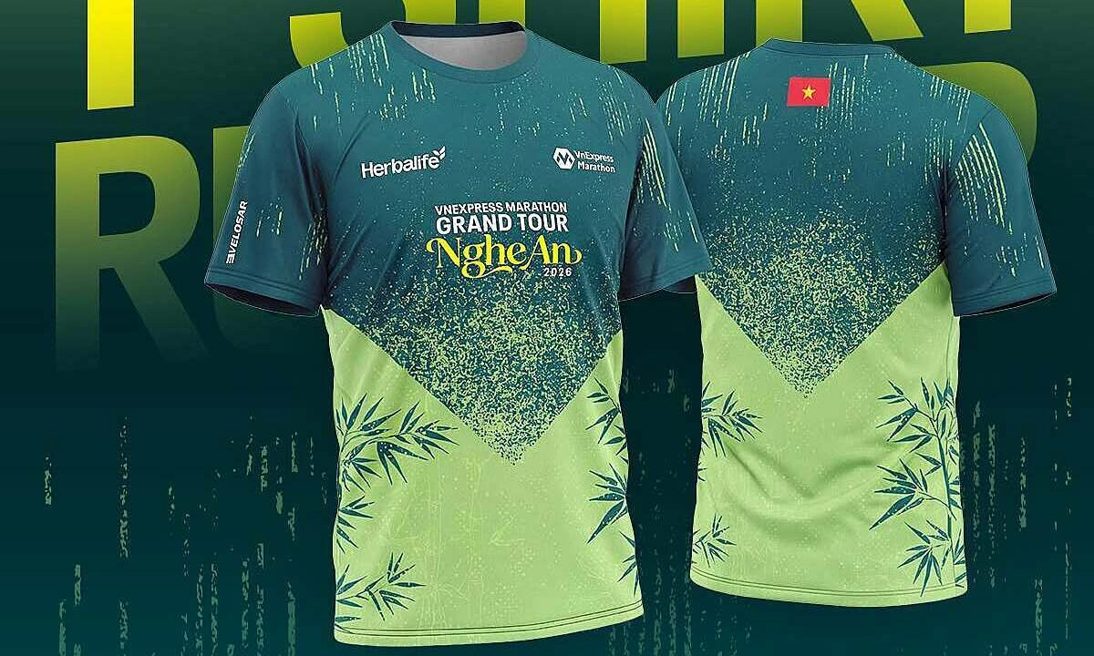 Áo đấu VnExpress Marathon Grand Tour Nghệ An 2026 lấy cảm hứng lũy tre