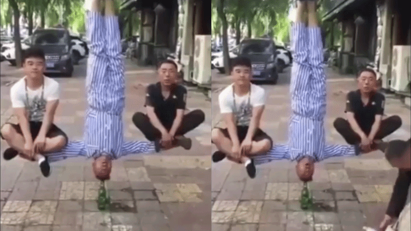 Ảo thuật gia 'bay' lơ lửng giữa phố bị ông lão vạch trần