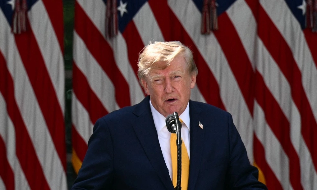 Tổng thống Mỹ Donald Trump phát biểu tại Vườn Hồng, Nhà Trắng, ngày 24/8. Ảnh: AFP