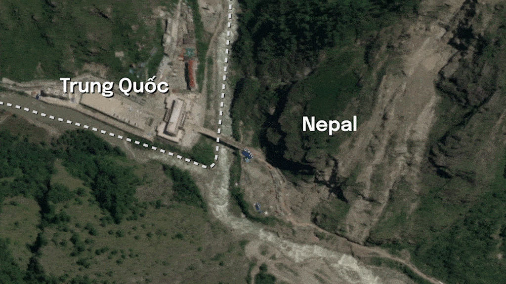 Biên giới Nepal - Trung Quốc trước và sau lũ quét