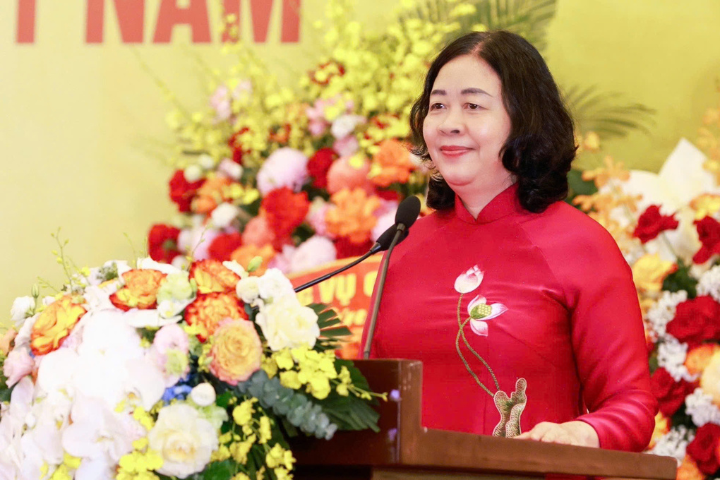Chủ tịch Ủy ban Trung ương Mặt trận Tổ quốc Việt Nam Bùi Thị Minh Hoài phát biểu tại sự kiện. Ảnh: Quang Vinh