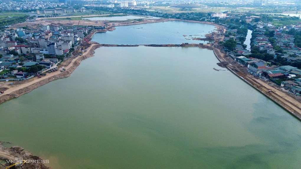 Dự án hồ điều hòa Phú Đô (ảnh chụp hồi đầu tháng 6). Ảnh: Phạm Chiểu
