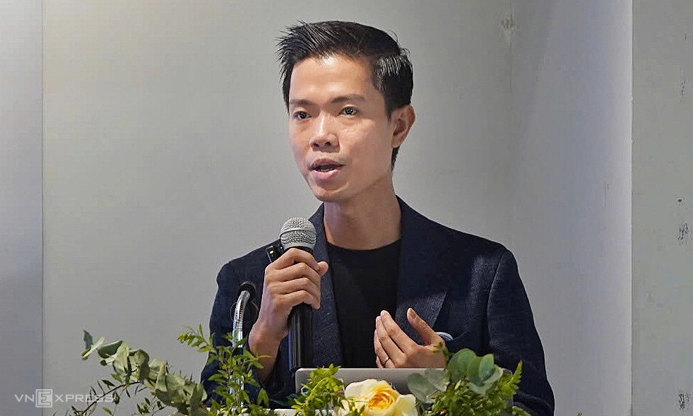 Ông Lâm Trung Quân tại sự kiện công bố hợp tác với Trung tâm Đổi mới sáng tạo quốc gia, ngày 25/8. Ảnh: Lưu Quý