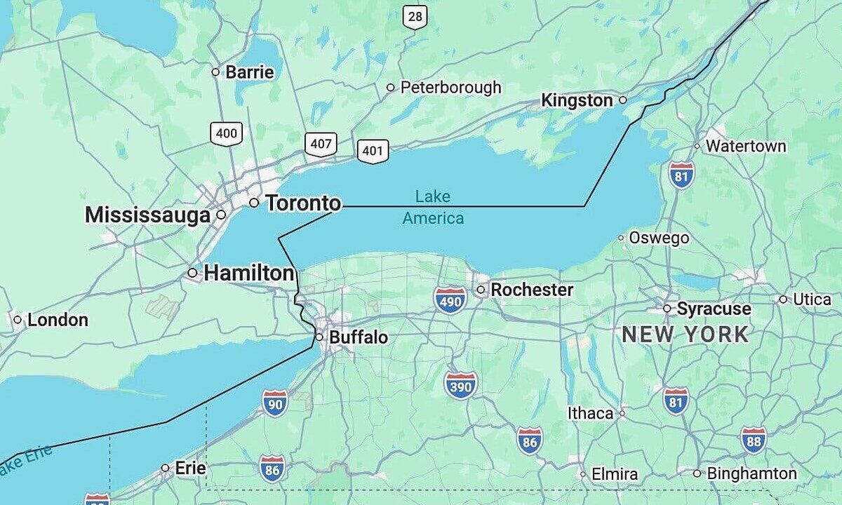 Google Maps đổi tên hồ Ontario thành hồ Mỹ