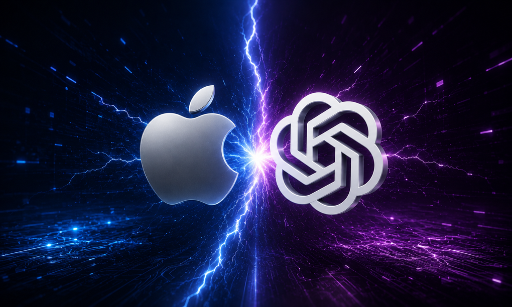 Illustration of Apple confronting OpenAI. Photo: ChatGPT