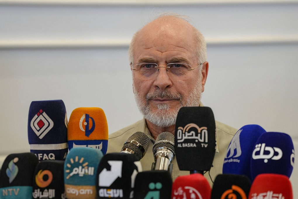 Chủ tịch Quốc hội Iran Mohammad Bagher Ghalibaf tại Iraq ngày 21/8. Ảnh: AFP
