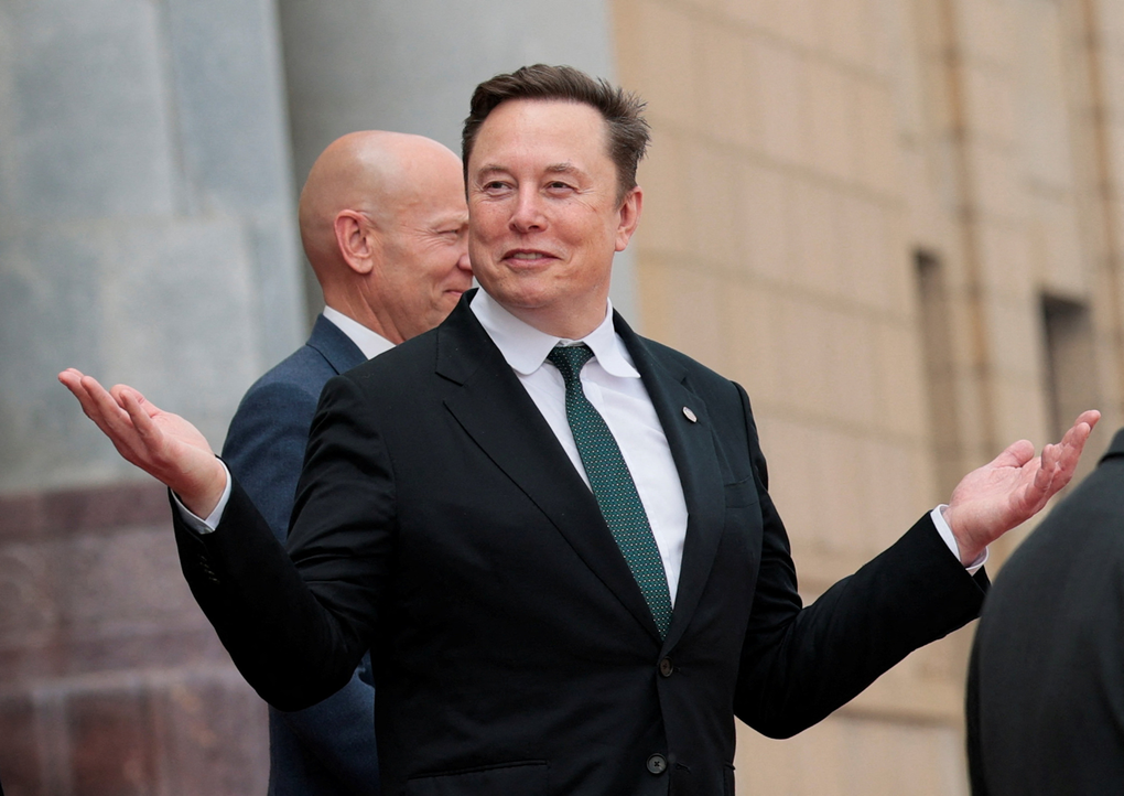 Elon Musk trong chuyến thăm của Tổng thống Mỹ Donald Trump đến Trung Quốc tháng 5. Ảnh: Reuters