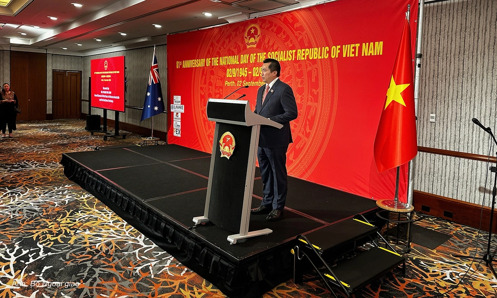 Tổng Lãnh sự Phạm Hải Anh chủ trì Lễ kỷ niệm 81 năm Quốc khánh Việt Nam tại Perth tối 2/9. Ảnh: Bộ Ngoại giao.