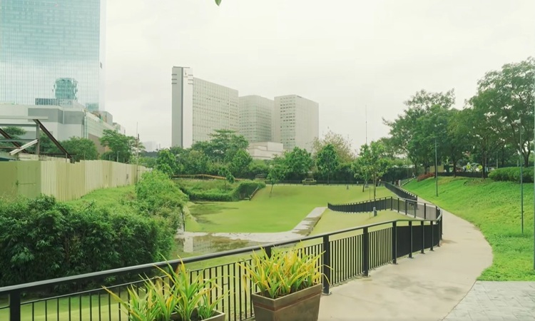 Một góc vườn mưa ở khu đô thị Vertis North. Ảnh: Ayala Land