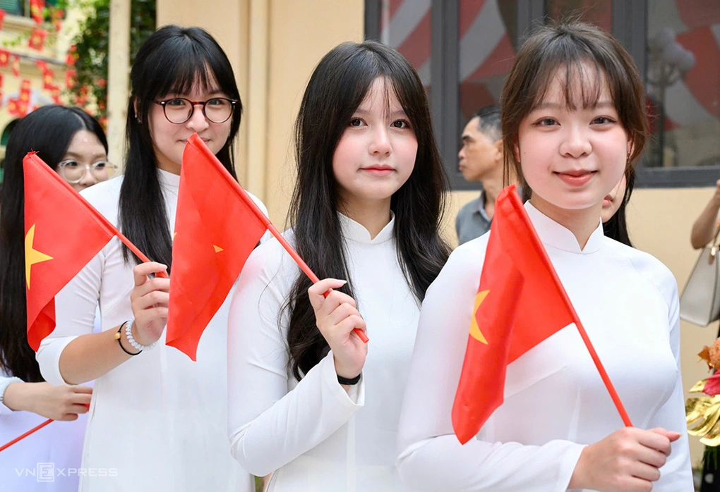 Học sinh THPT Việt Đức trong ngày khai giảng năm học mới 2026-2027. Ảnh: Giang Huy