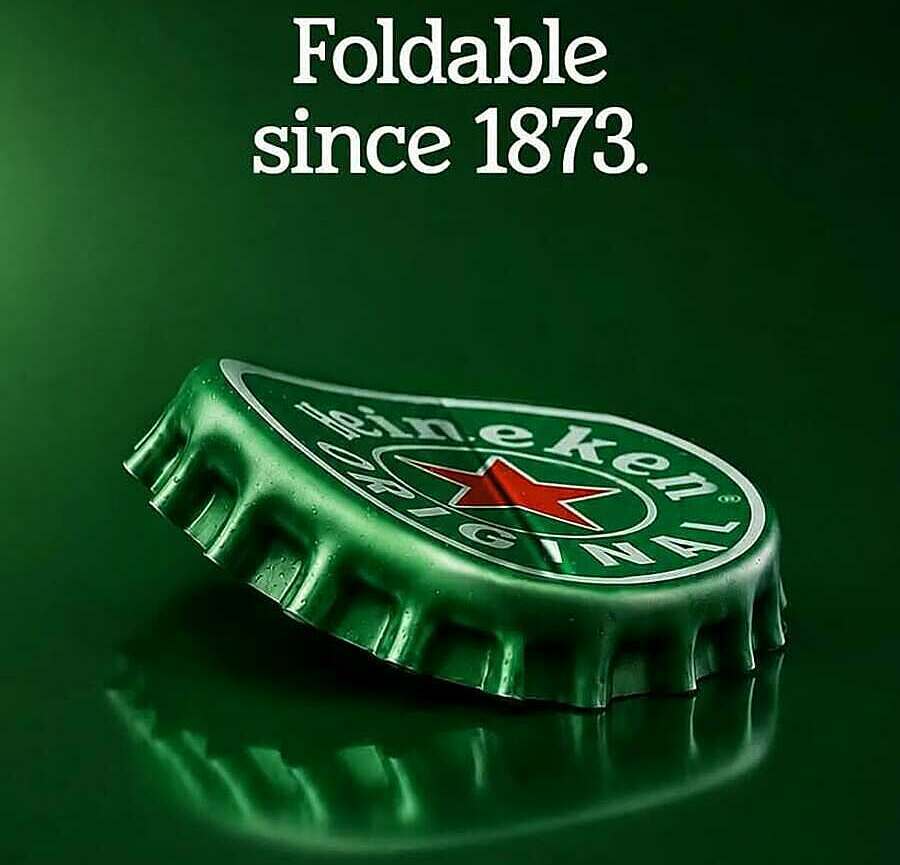 Ảnh: Instagram/Heineken Hình ảnh nắp chai bia Heineken có thể gập lại