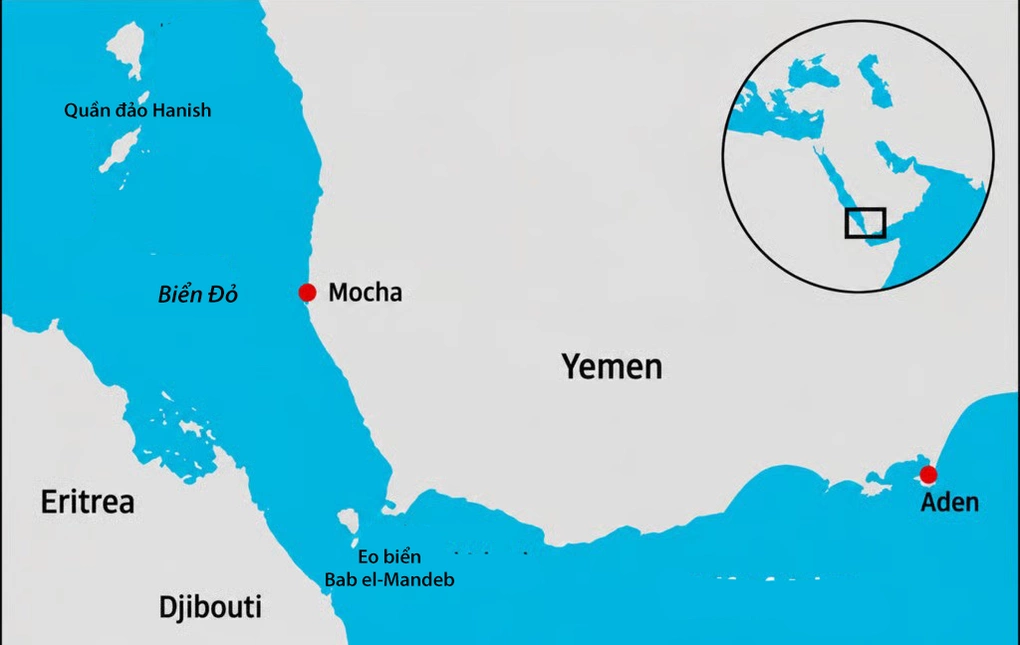 Vị trí quần đảo Hanish và eo biển Bab el-Mandeb. Đồ họa: Ynet