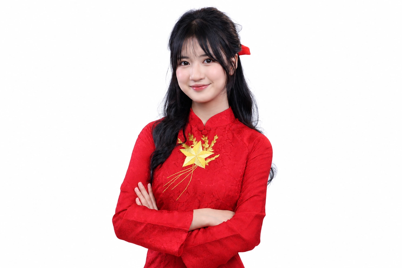 Tuệ Anh trong bộ ảnh để chuẩn bị dự thi Nhịp cầu Hán ngữ. Ảnh: Nhân vật cung cấp
