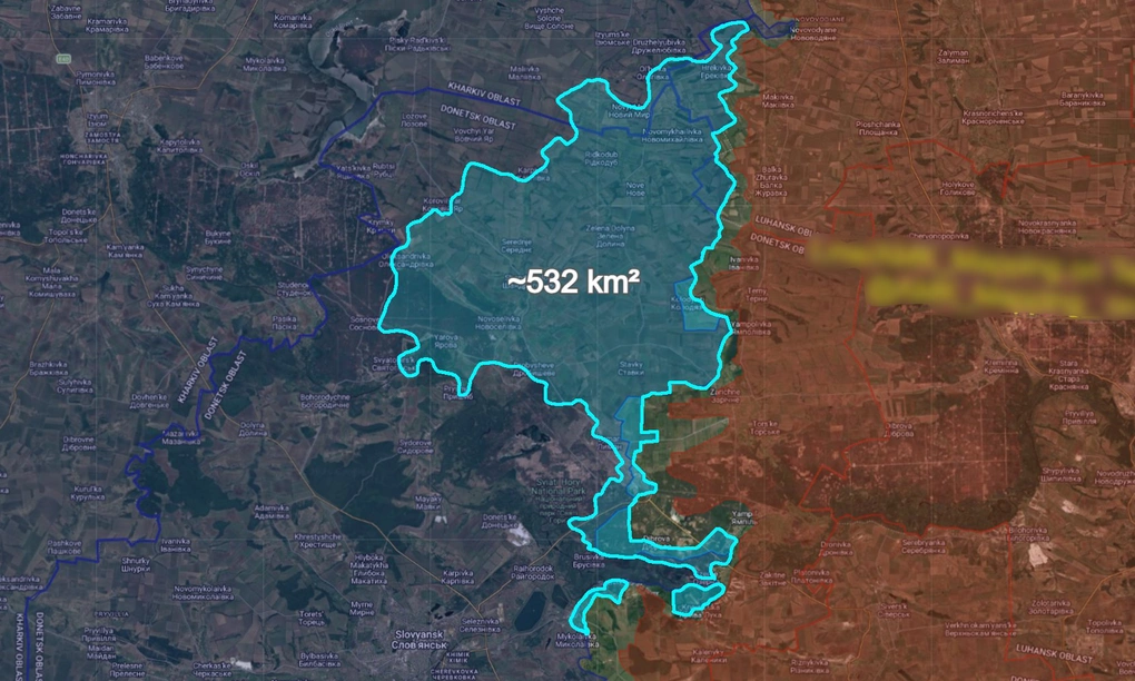 Lãnh thổ mà Ukraine tái kiểm soát theo hướng Lyman. Đồ họa: X/AMK Mapping