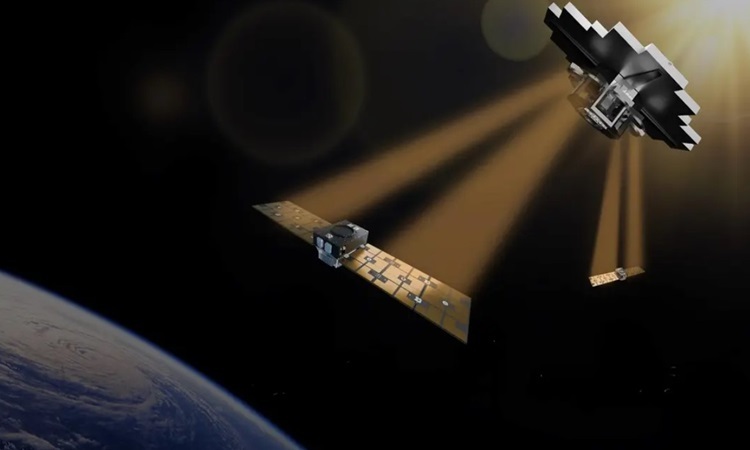 Simulation of Star Catcher's wireless power transmission test in space. Photo: Star Catcher