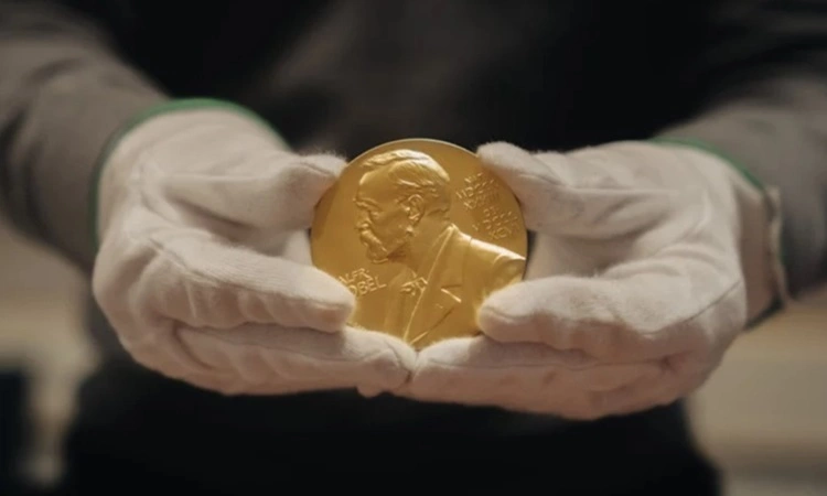 The Nobel medal has a portrait of founder Alfred Nobel engraved on the front. Photo: Nobel Prize