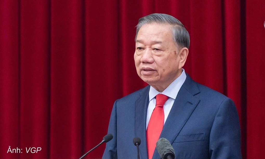Tổng Bí thư, Chủ tịch nước Tô Lâm phát biểu khai mạc Hội nghị Trung ương 4 khóa 14, sáng 5/10. Ảnh: VGP
