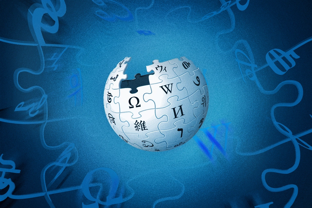 Logo Wikipedia thiết kế theo dạng 3D. Ảnh: The Verge