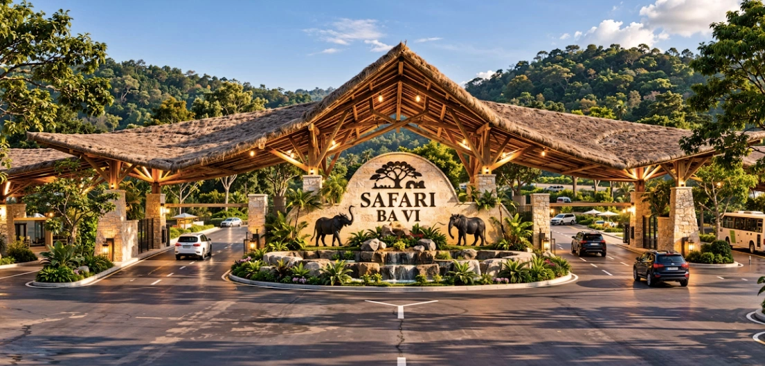Perspective view of the entrance gate to Ba Vi Safari Park. Photo by the investor